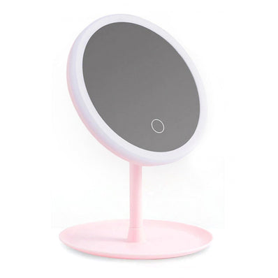 Καθρέφτης Μακιγιάζ με LED Φωτισμό & Touch Control – Ροζ